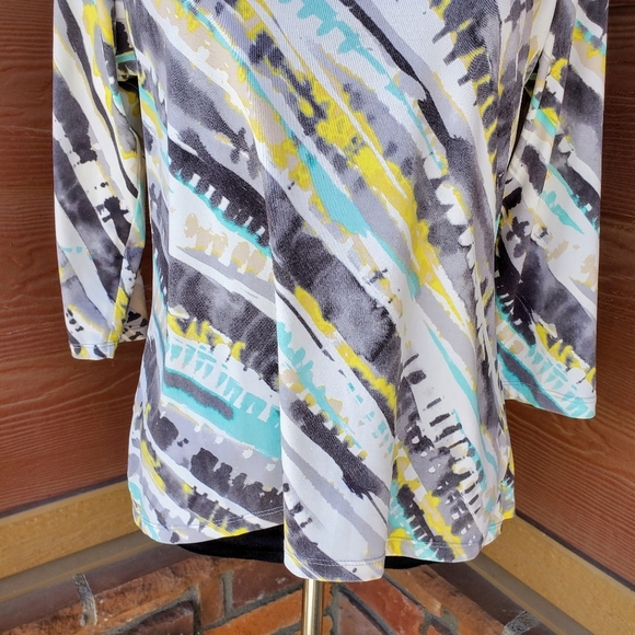 Alia Women's Colorful Stretchy 3/4 Sleeve Blouse Top Size Petite Small PS NWOT - Picture 10 of 14